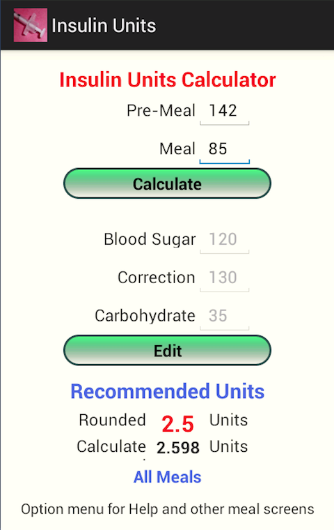 Insulin Units Screen 2