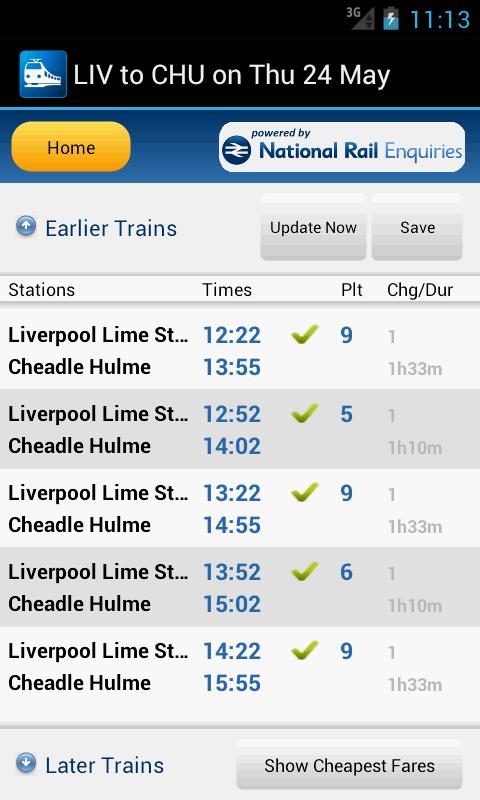 Rail Planner Live Screen 3