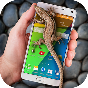 Lizard in phone funny joke logo