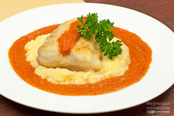 Pan-Roasted Halibut with Tomato-Butter Sauce