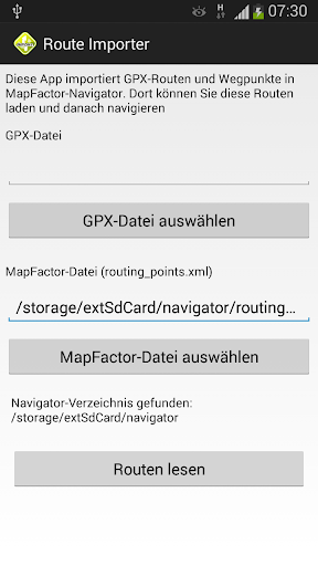 Route-Importer für MapFactor