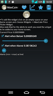 MaxCoin Ticker & Alerts Widget Screenshots 0