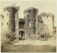 Gezicht op Raglan Castle te Monmouthshire