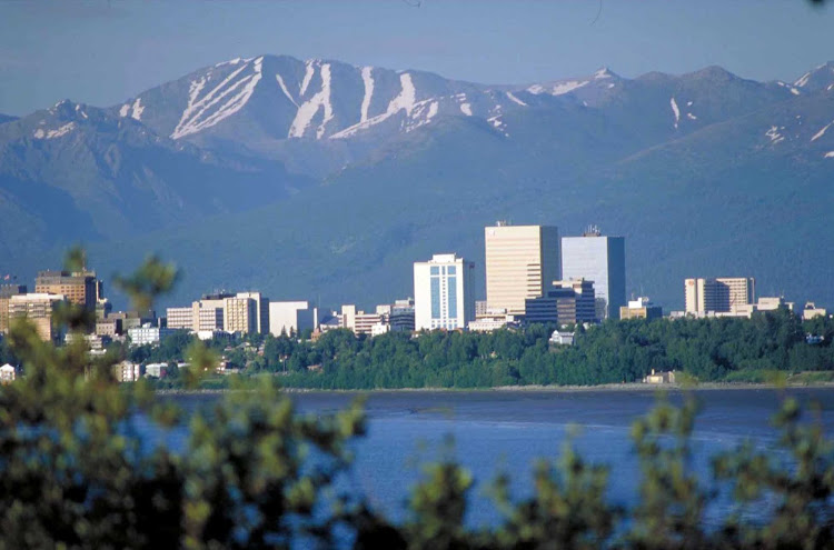 The skyline of Anchorage, Alaska.