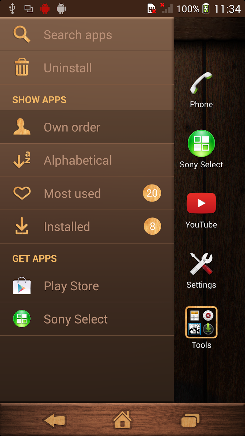 XPERIA™ Woody Theme Screen 2