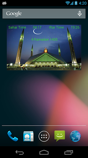 Sahar Iftar Time Widget