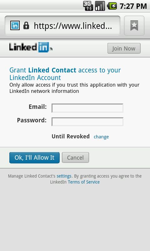 Android application Linked Contact screenshort