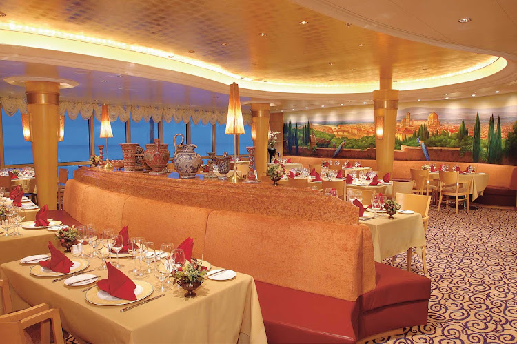 Indulge in fantastic Italian cuisine and fine wine while dining at the Portofino Italian Restaurant aboard the Jewel of the Seas.