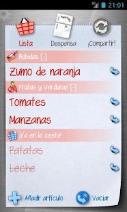 Captura de pantalla de la aplicacion Android Shopping List - ListOn