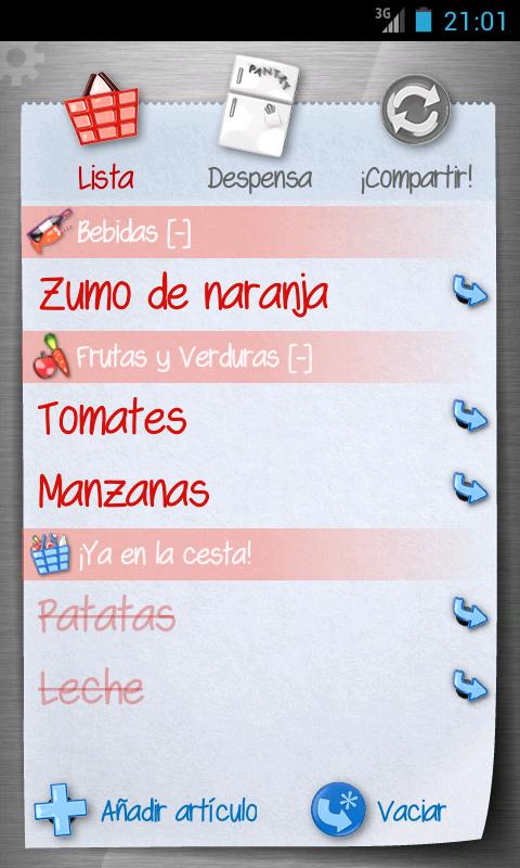 Android application Shopping List - ListOn screenshort