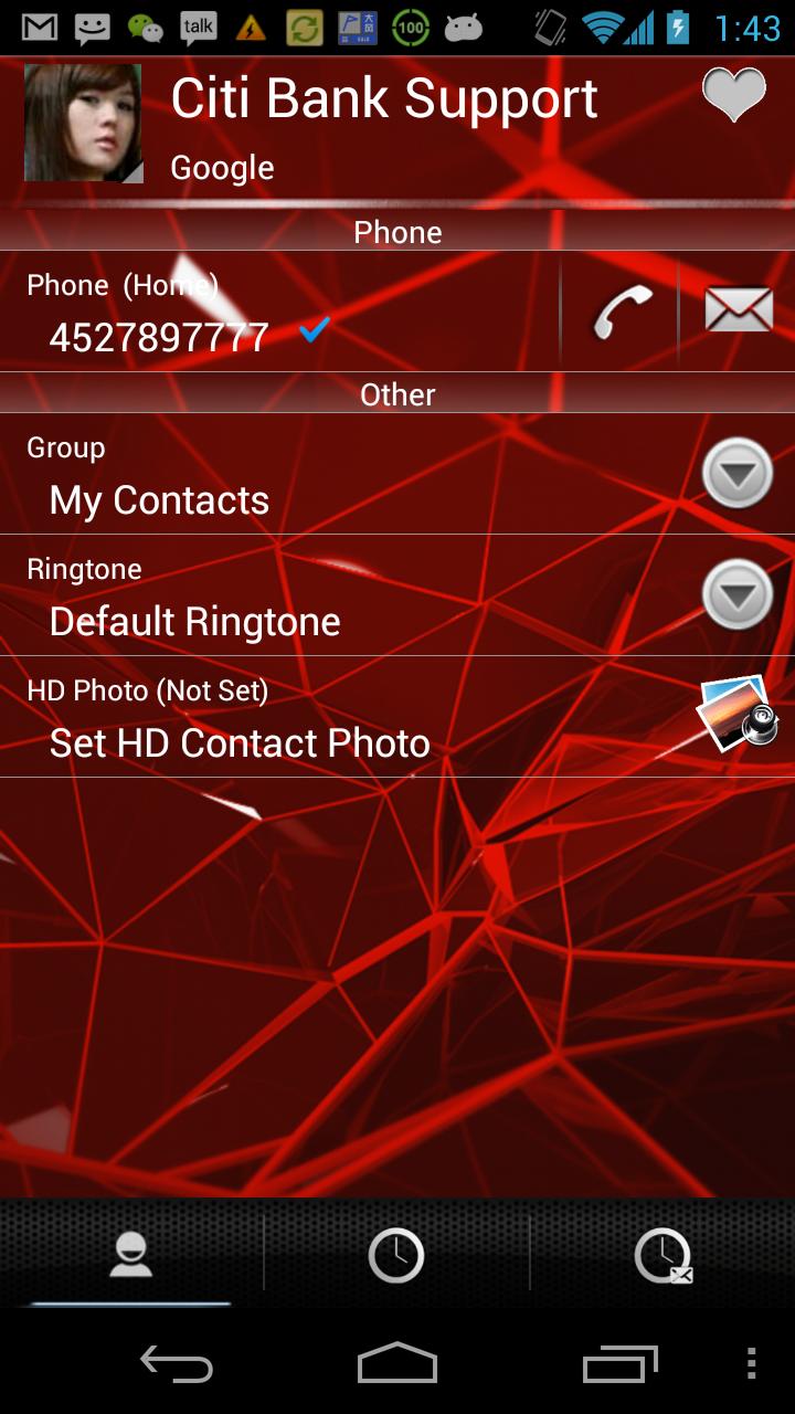 RocketDial Cool Red Theme Screen 2