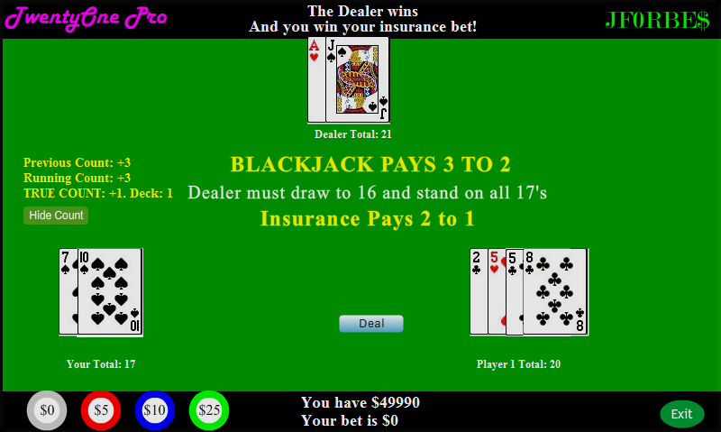 TwentyOne Pro Blackjack Screen 3