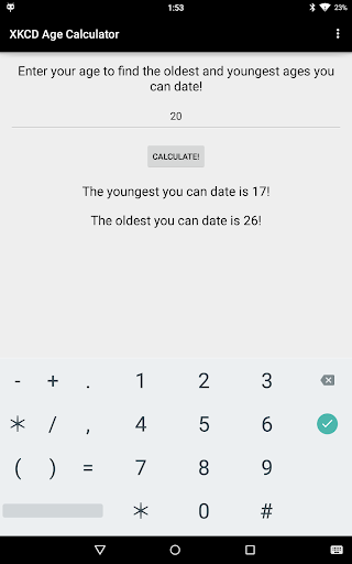 XKCD Dating Age Calculator