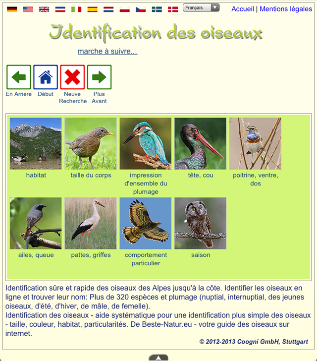 Android application Identify Birds screenshort
