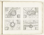 Plattegronden van Gravelines, Bergues, Bourbourg en Mardijk, ca. 1702