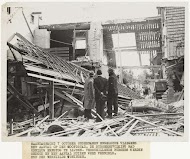 Verwoeste huizen na bomaanval