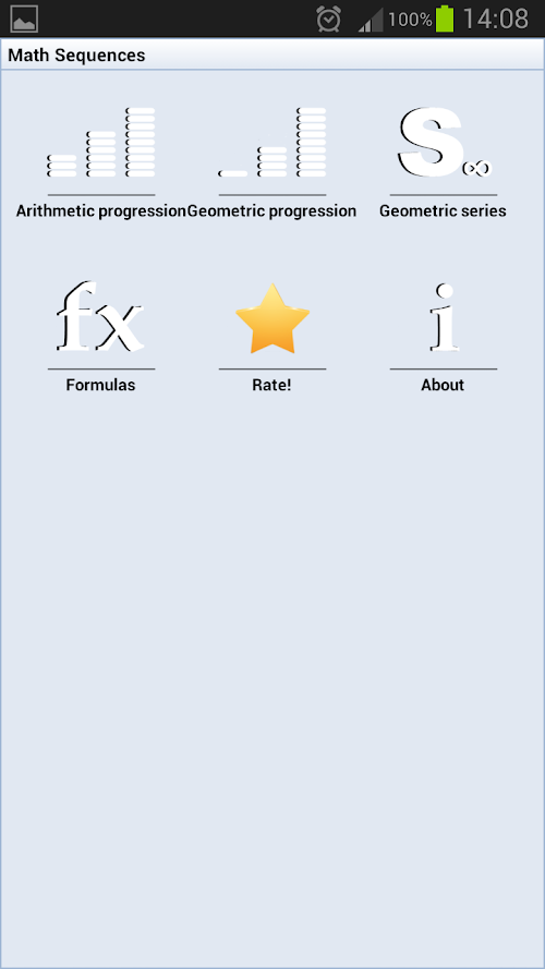 Android application Math Sequences Pro screenshort