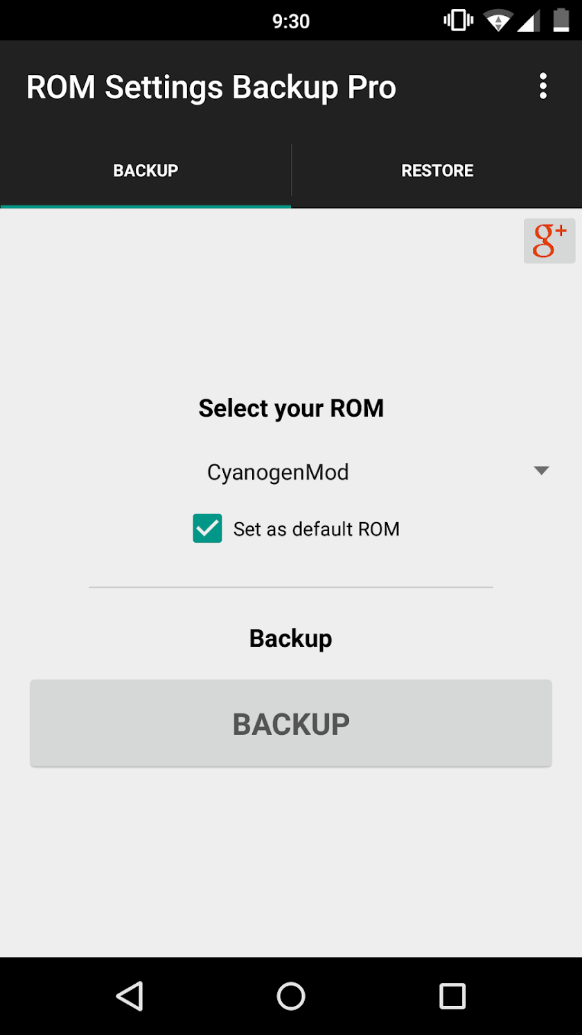 ROM Settings Backup Pro Screen 1