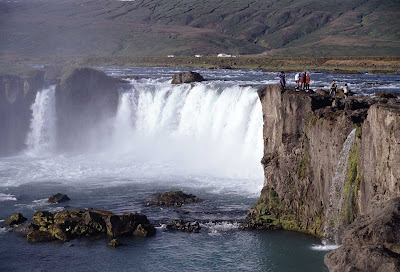 Goðafoss (Anglicized as Godafoss) waterfall in Iceland.