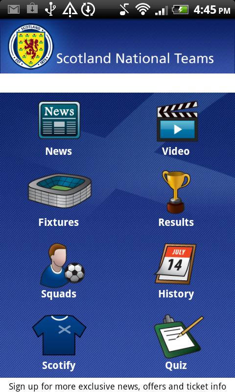 Android application Scotland National Teams screenshort