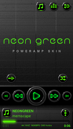 Poweramp skin Neon Green