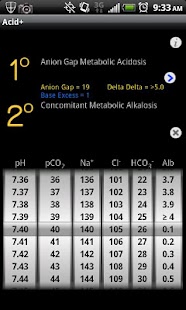 Acid Plus - The ABG Calculator Screen 2