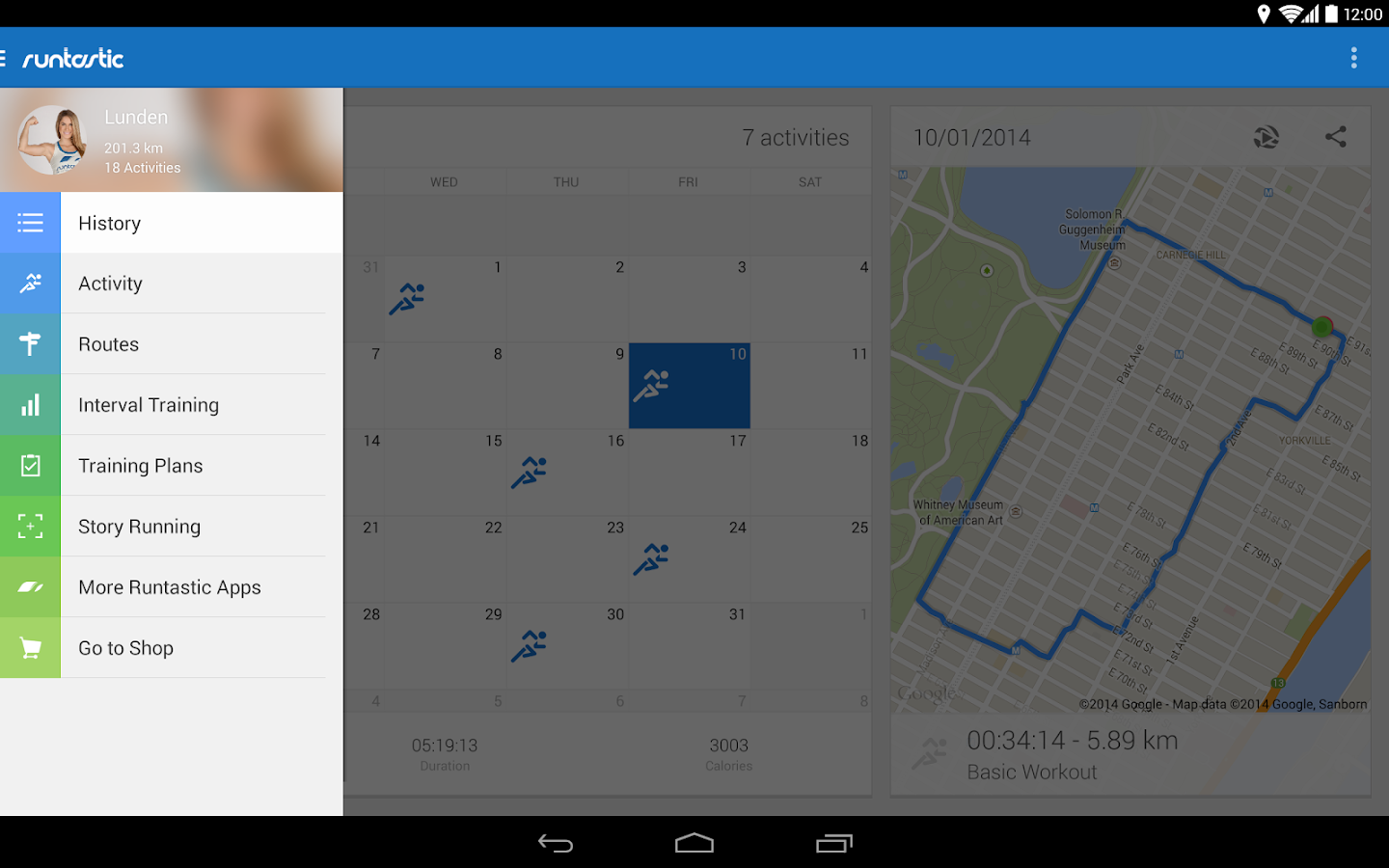 Runtastic PRO - pantalla