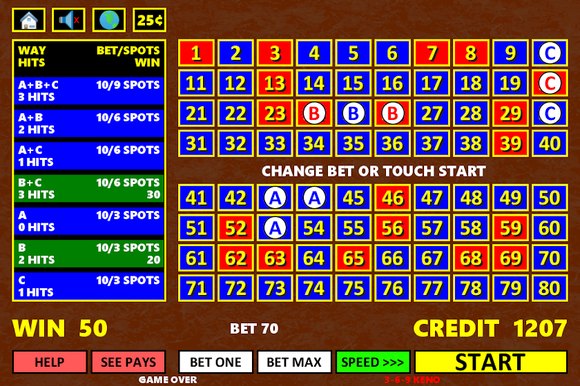 369 Super Way Keno Screen 2