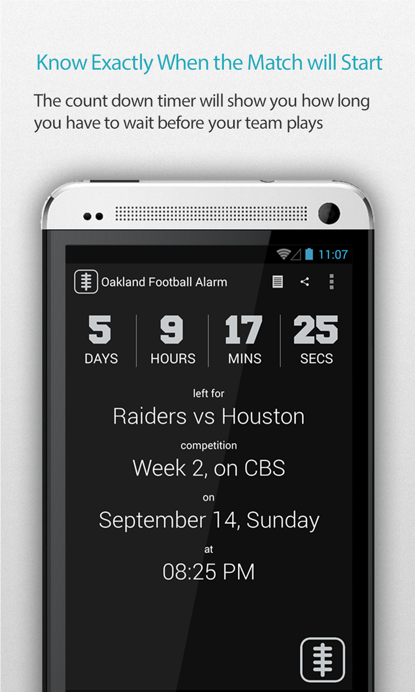 Android application Oakland Football Alarm Pro screenshort