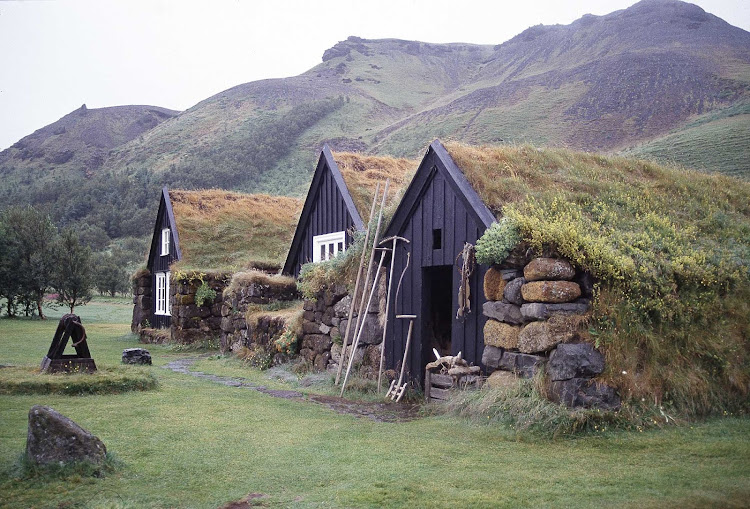 Turf houses in rural Iceland.