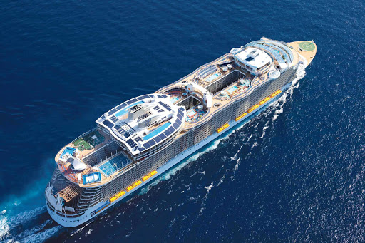 An aerial view of Royal Caribbean's Oasis of the Seas, which introduced a groundbreaking design and new features to the cruise sector.