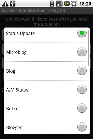 Locale Ping.fm Plug-In Pro Screen 2