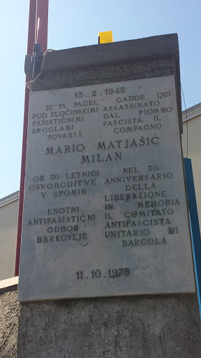Targa a Mario Matjašič Milan