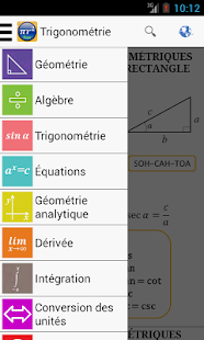 Capture d'ecran de l'application Android Maths Formulas Free