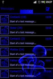 How to mod Blue neon theme GO SMS Pro patch 1.09 apk for bluestacks