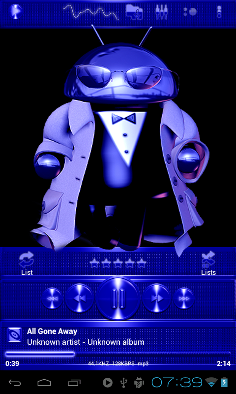 Android application Poweramp skin BLUE screenshort