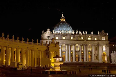 St. Peter's Square in Vatican City at night. 