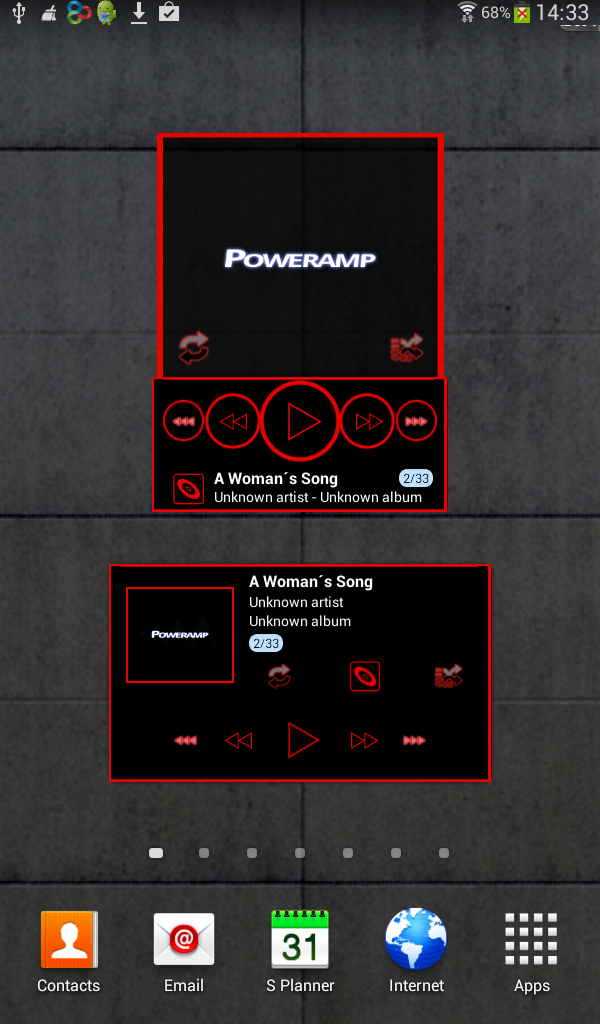 Poweramp skin widget TRON RED Screen 1