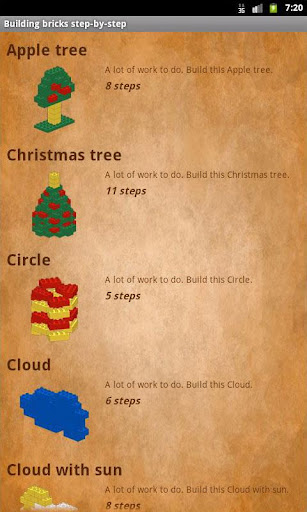 Building bricks step-by-step