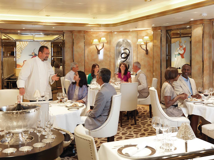 Stop by The Verandah restaurant for inviting French cuisine while cruising aboard Queen Elizabeth.