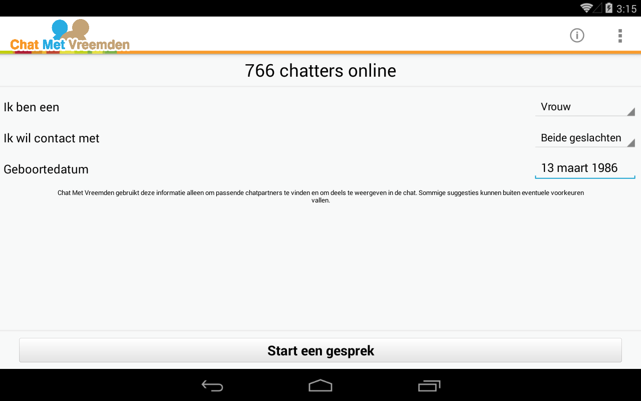 Chat met vreemden app