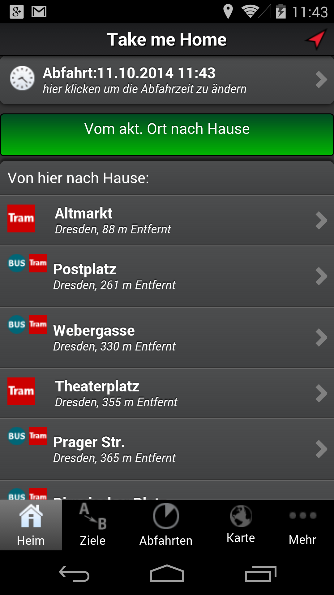 Android application A+ Fahrplan Dresden Premium screenshort