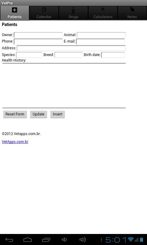 Android application VetPro em Português screenshort