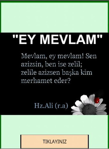 EY MEVLAM HZ ALİ NİN DUASI