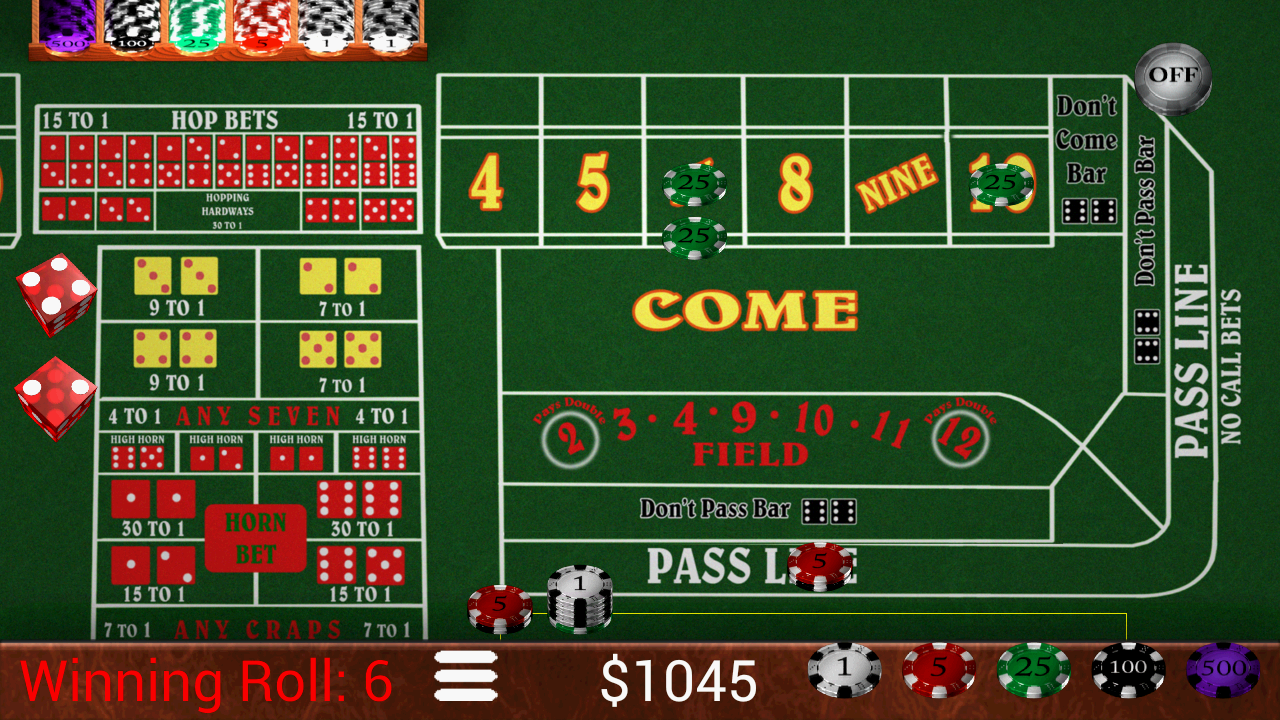 Craps Layout With Hop Bets