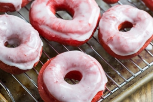 Red Velvet Donuts with Glaze
