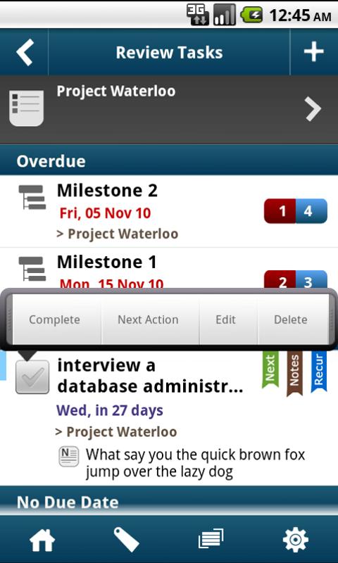 WAToDo! Android To Do List Screen 1