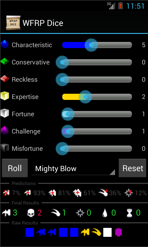 Android application WFRP Dice screenshort