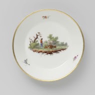 Schotel, beschilderd met een landschap met vee