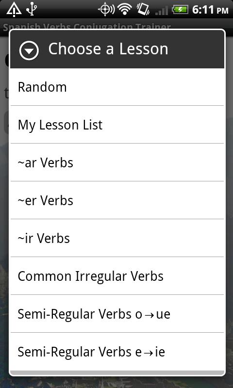 Spanish Verbs Conjugation Screen 3